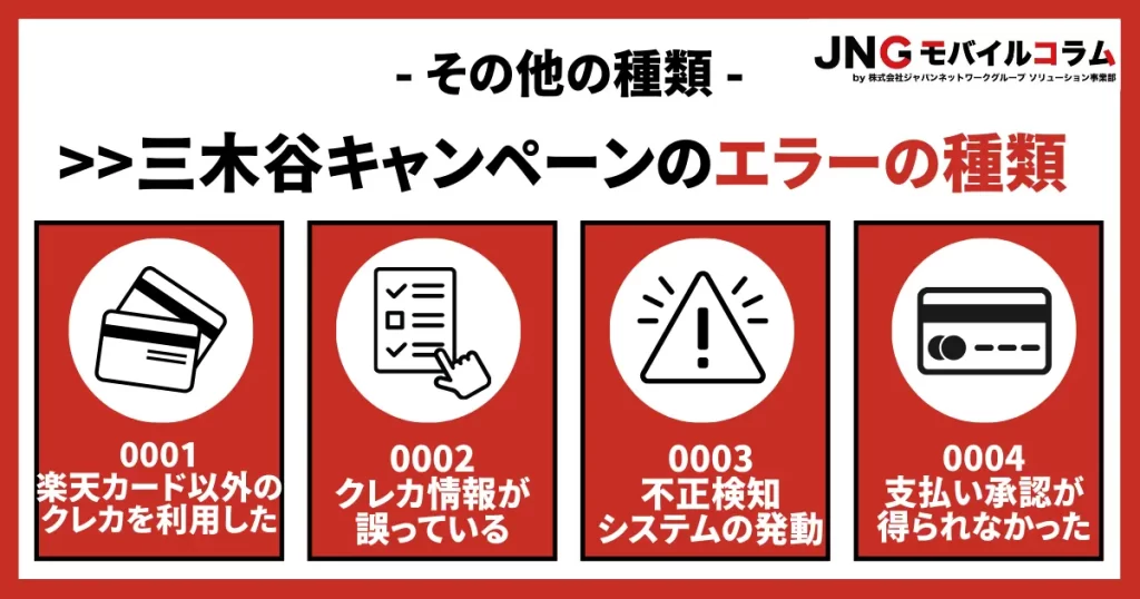 【その他の種類】楽天モバイルの三木谷キャンペーンで発生する可能性があるエラー
