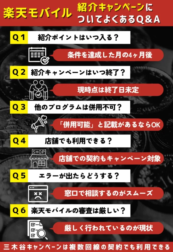 楽天モバイルの紹介キャンペーンのよくあるQ&A!複数回線の契約ができるものも